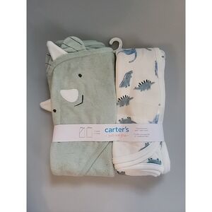 Carter's Just One You Baby Boys' Dino Hooded Bath Towel‎ - Sage Green